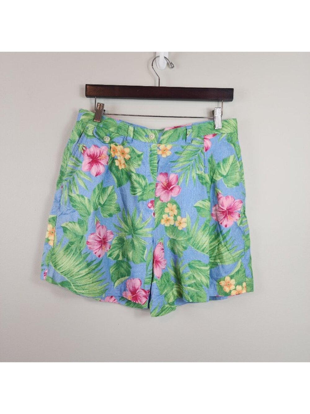 Lauren Ralph Lauren tropical floral linen shorts sz 12P Petite cruise resort